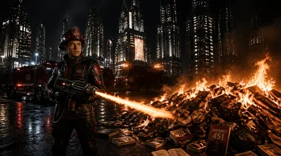 Guy Montag, a protagonist character of dystopian sci-fi story Fahrenheit 451 by Ray Bradbury