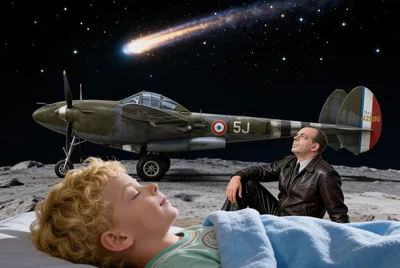 The Little Prince and his author Antoine de Saint-Exupery, together on their asteroid