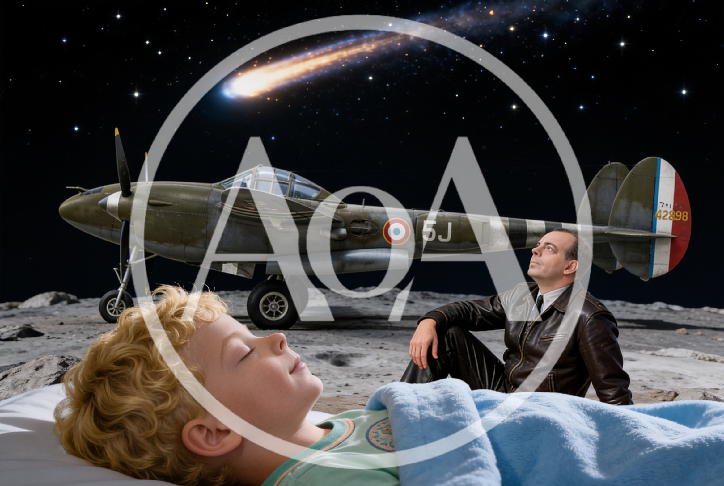 The Little Prince and his author Antoine de Saint-Exupery, together on their asteroid