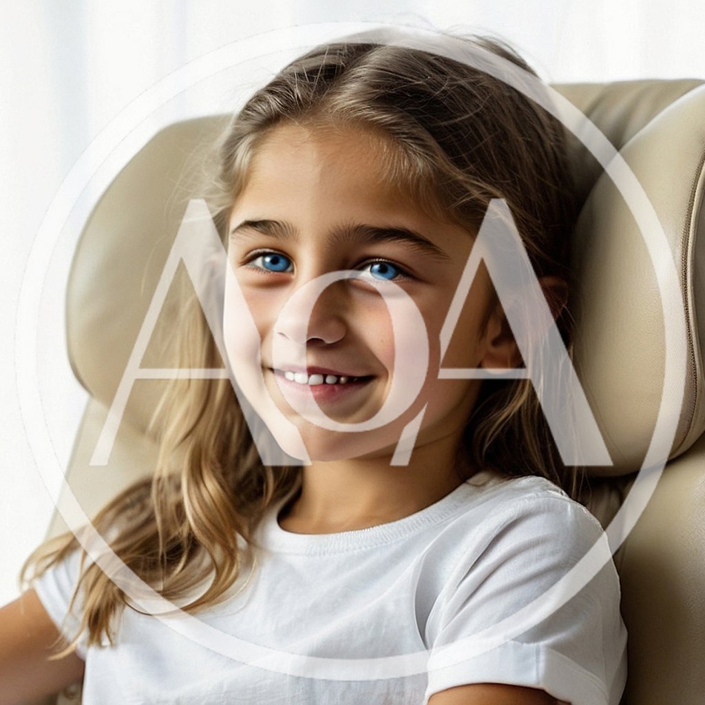 Portrait Of A Smiling Young Girl With Blue Eyes