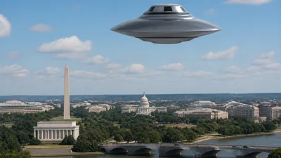 UFO Flying Over Washington DC Skyline