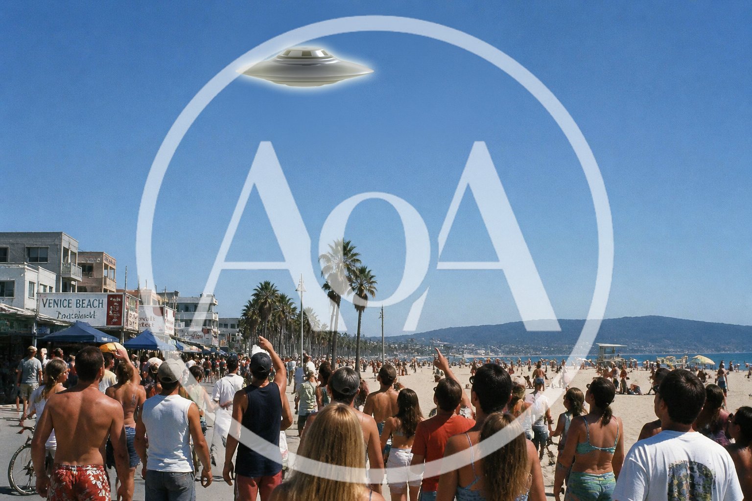 excited vacationers spot UFO over Venice Beach in Los Angeles