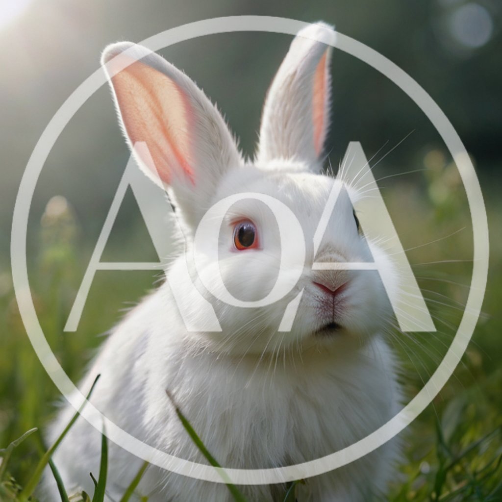 White Rabbit Sitting In A Grassy Meadow