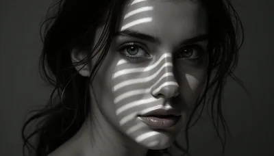 Portrait Of A Woman With Blinds Shadow Effect