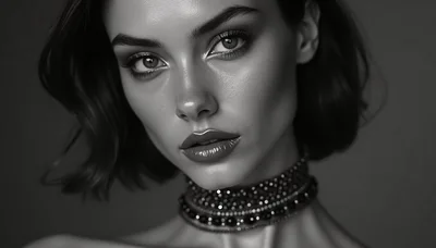 Portrait Of A Glamorous Woman With A Beaded Choker