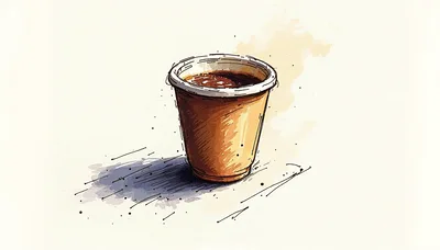 Watercolor Illustration Of A Disposable Coffee Cup