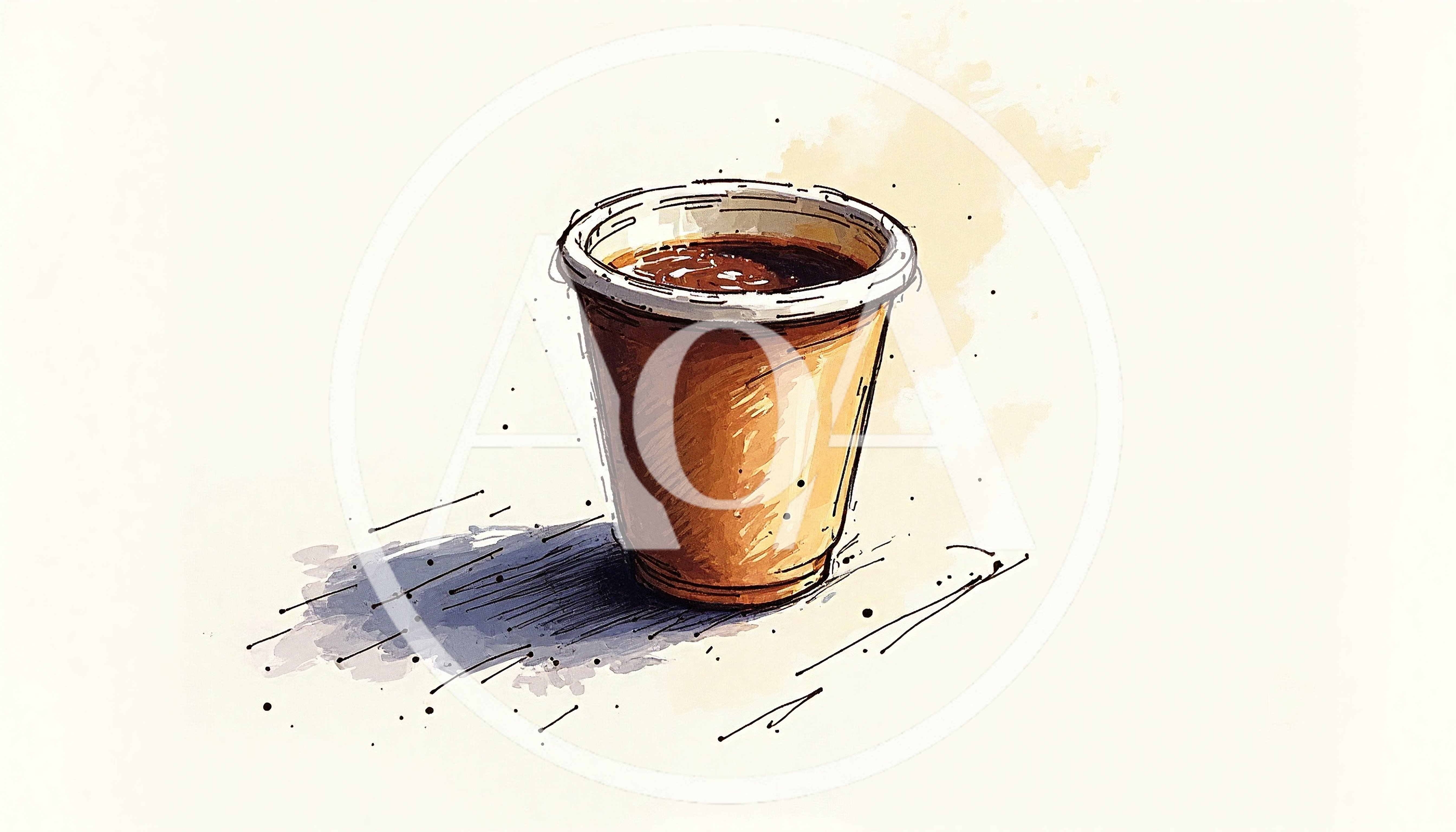 Watercolor Illustration Of A Disposable Coffee Cup