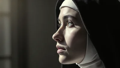 Profile View Of A Young Nun Looking Away