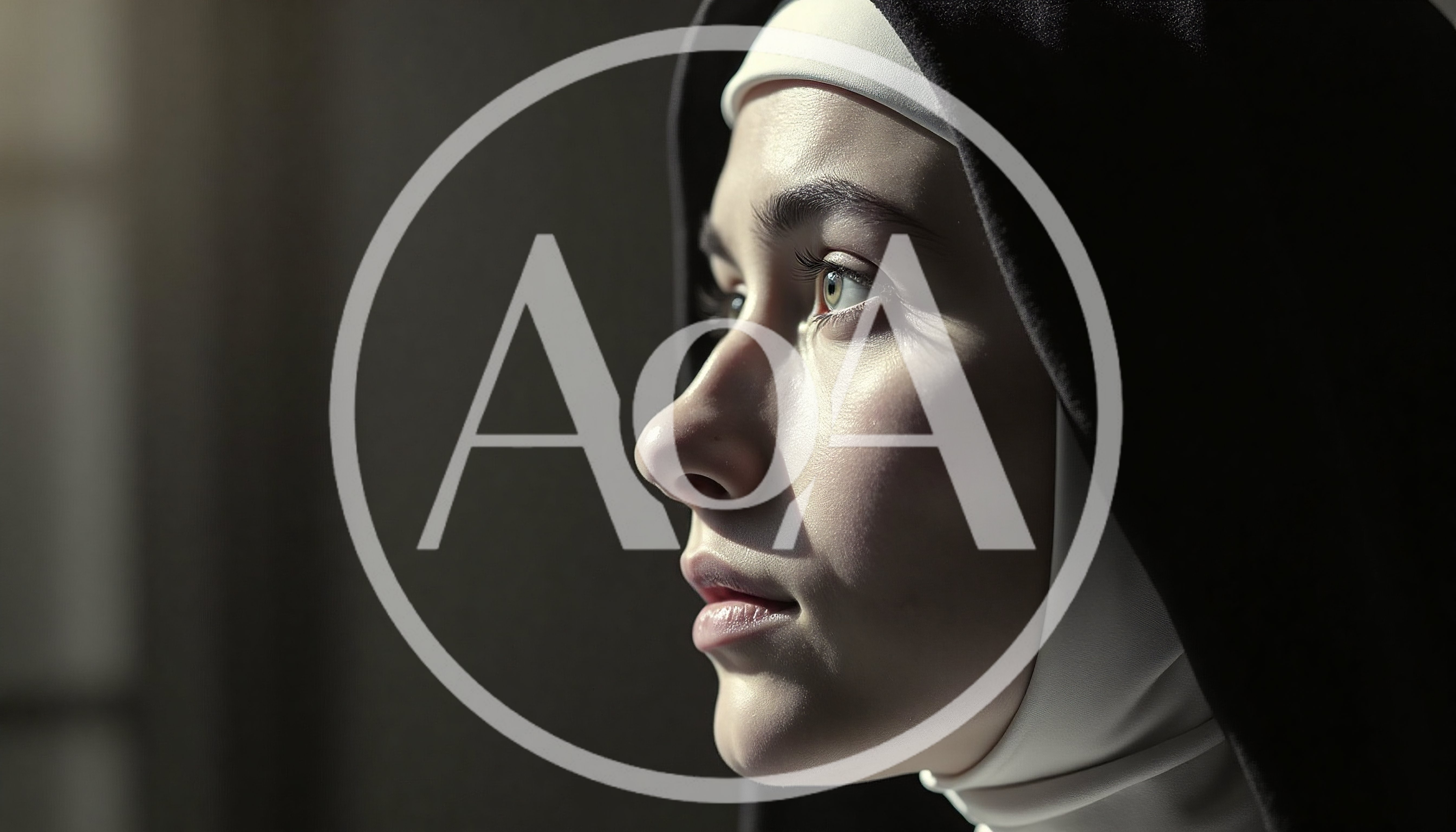 Profile View Of A Young Nun Looking Away