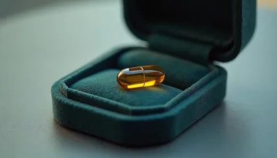 Golden Gel Capsule Inside A Velvet Jewelry Box