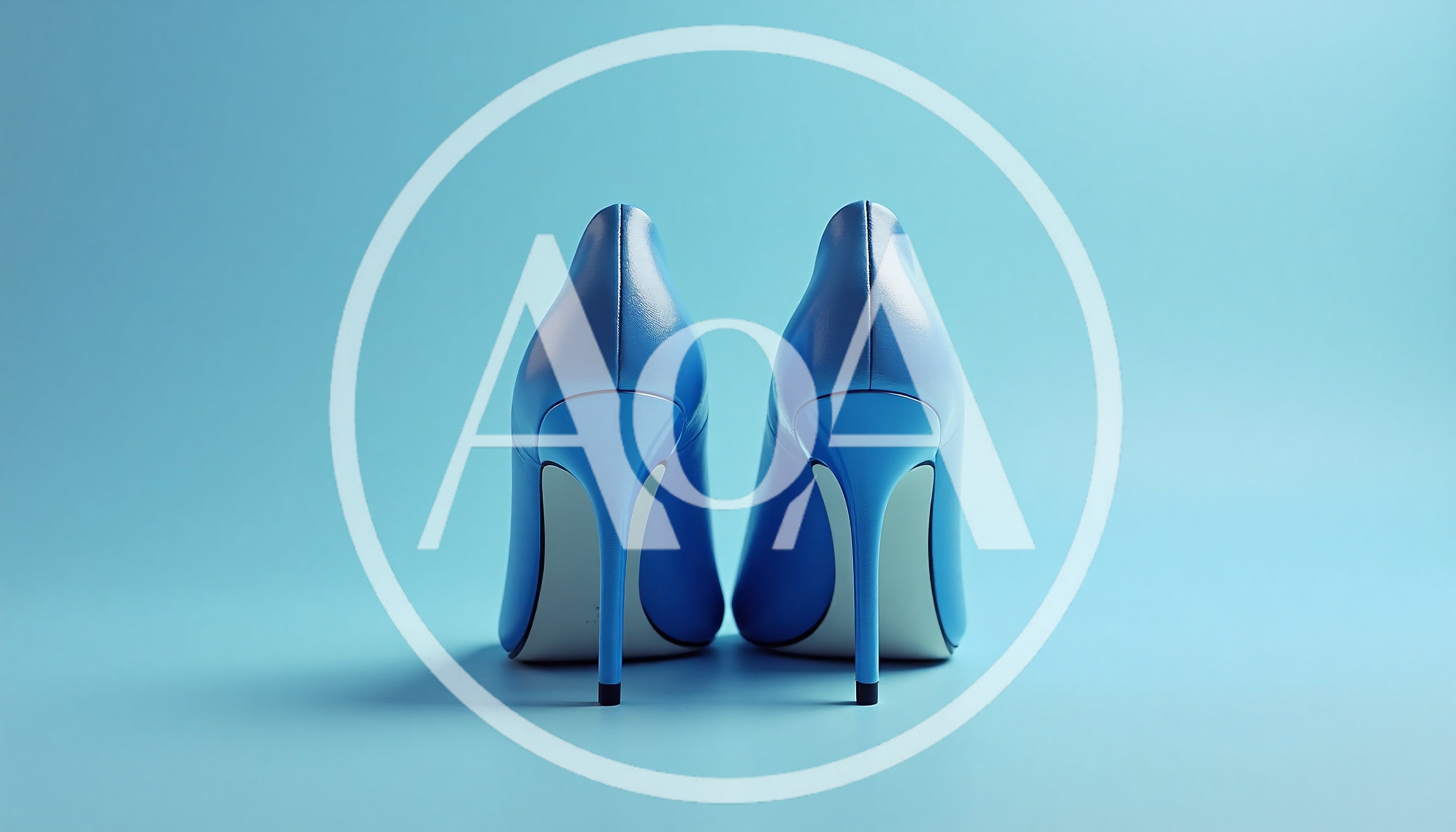 Pair Of Blue High Heel Shoes On Blue Background