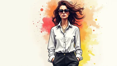Stylish Woman Wearing Sunglasses And White Shirt