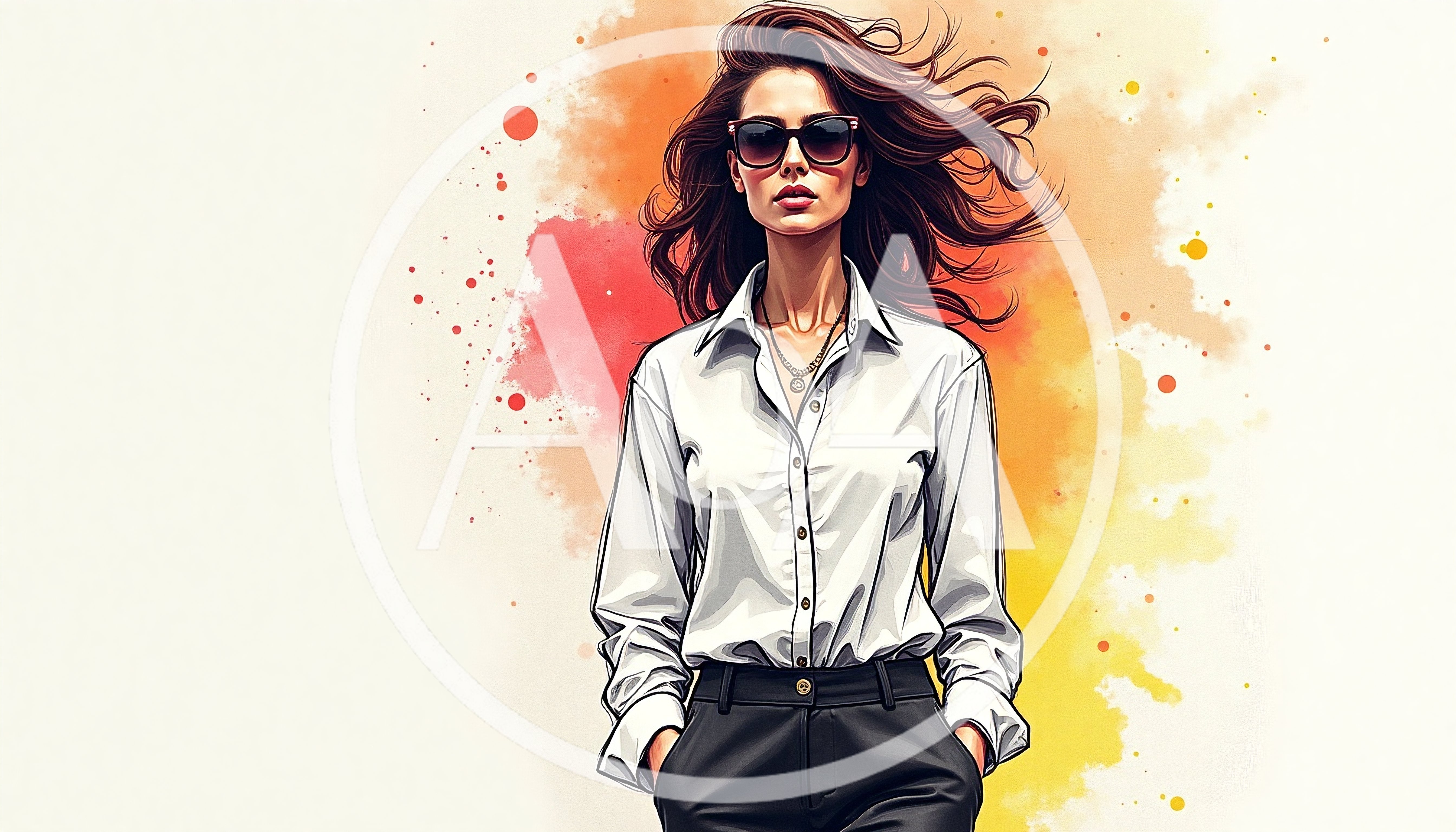 Stylish Woman Wearing Sunglasses And White Shirt