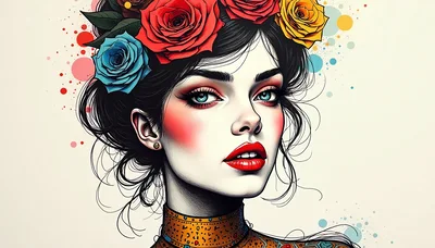 Portrait Of A Woman With Floral Hair Accessories
