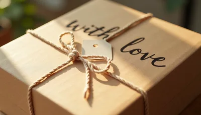 Gift Box Wrapped In Brown Paper With Love Text