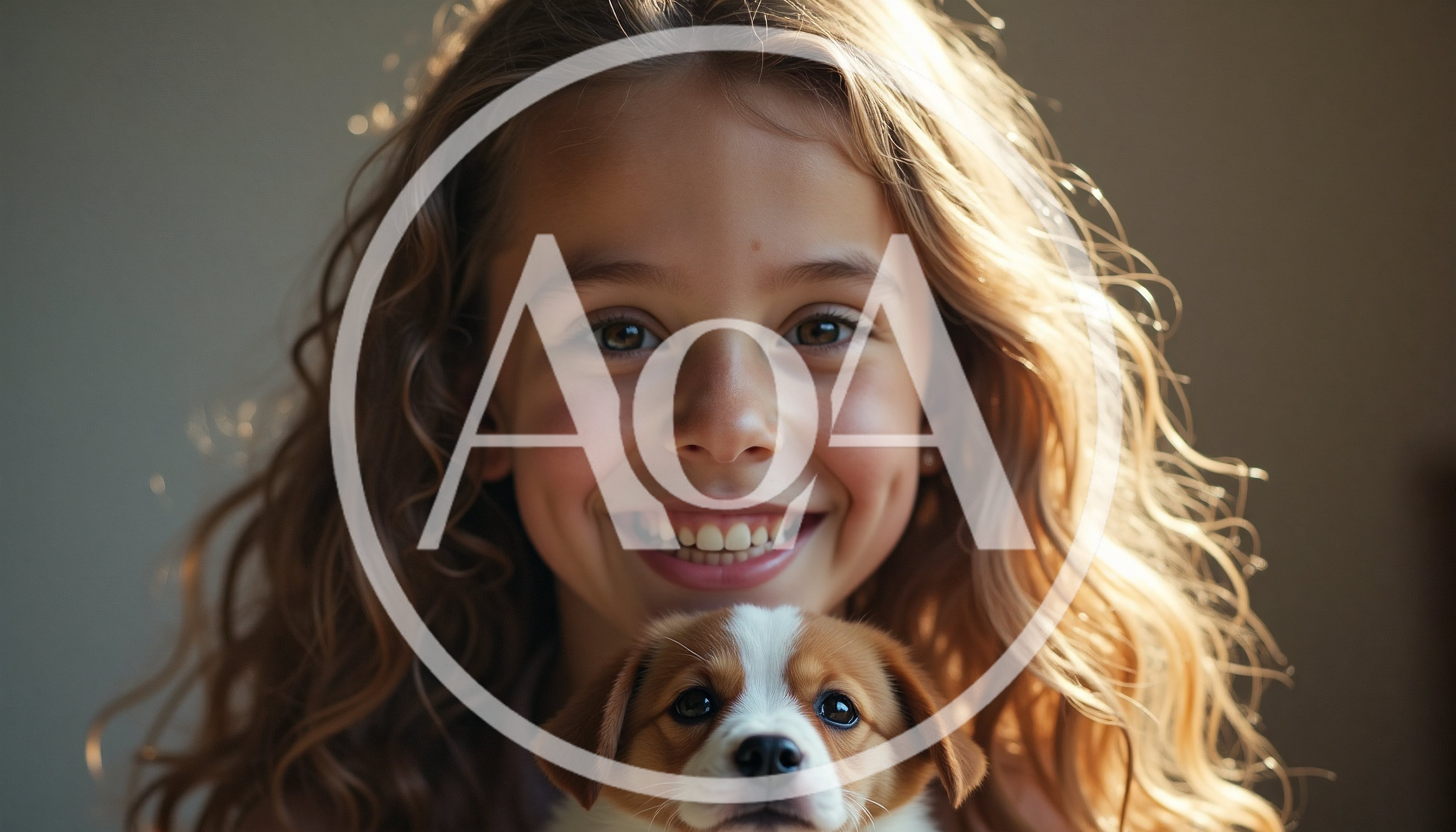 Young Girl Smiling With Her Cute Puppy