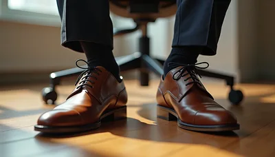 Businessman Wearing Brown Leather Oxford Shoes In Office