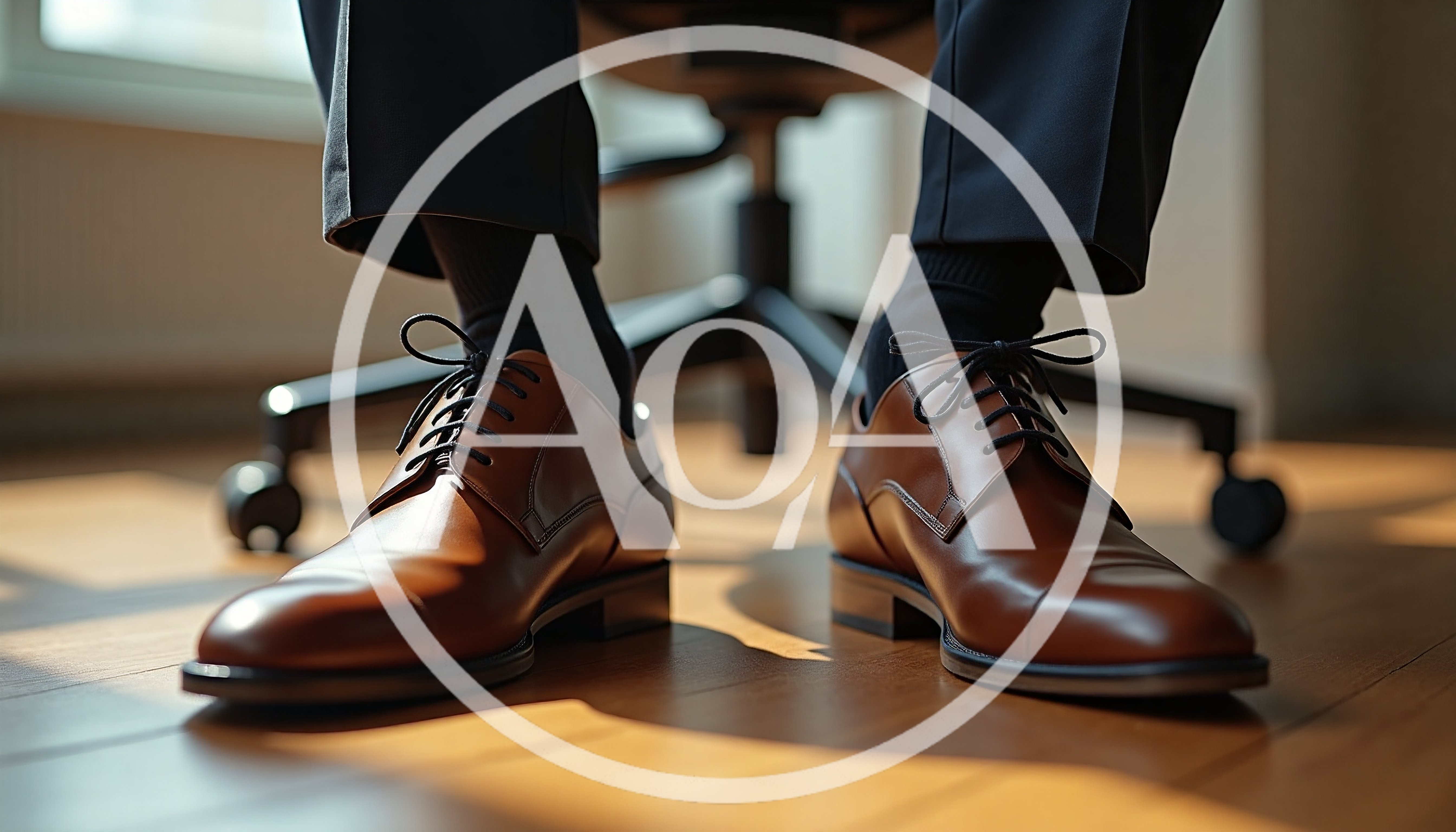 Businessman Wearing Brown Leather Oxford Shoes In Office