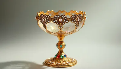 Ornate Gold Chalice With Gemstones On White Background
