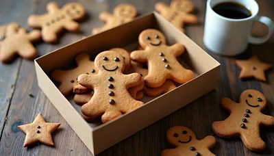 Gingerbread Men Cookies in a Cardboard Box