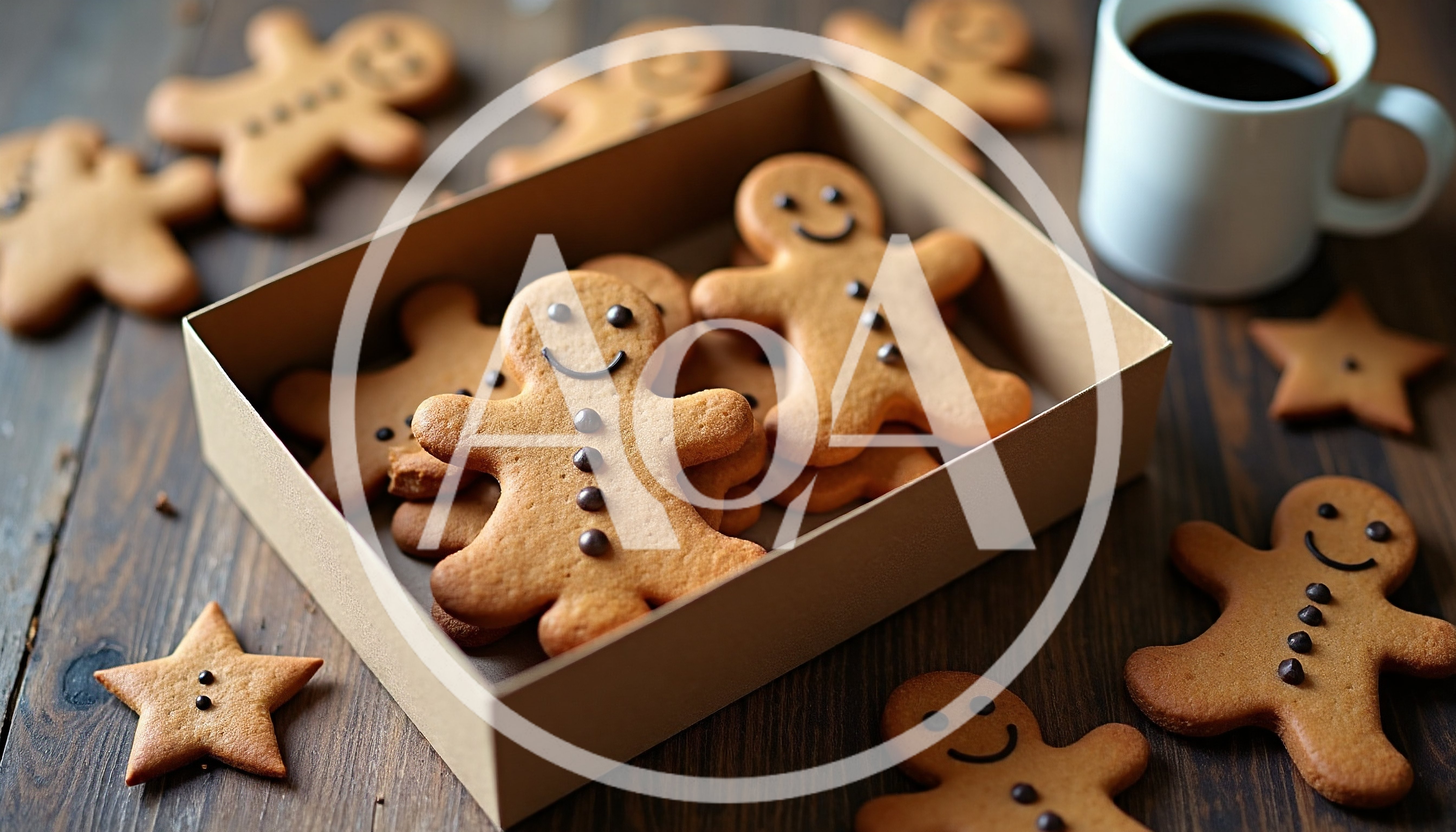 Gingerbread Men Cookies in a Cardboard Box