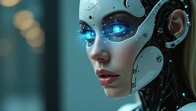Portrait Of A Futuristic Female Android Cyborg