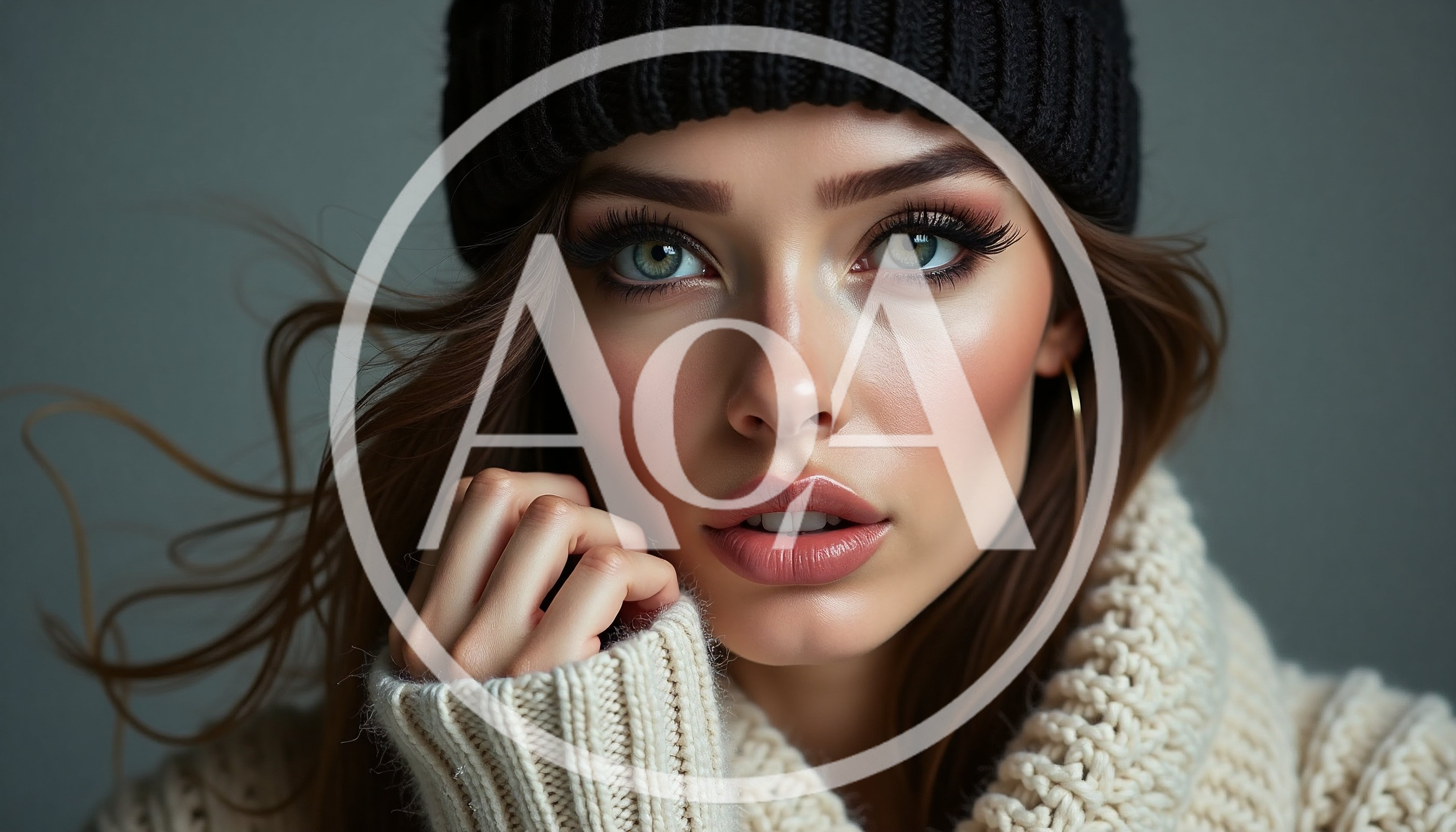 Portrait Of A Beautiful Woman Wearing A Winter Beanie