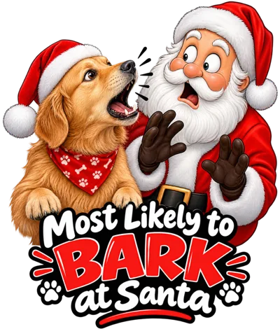 Santa Claus Surprised By A Barking Golden Retriever