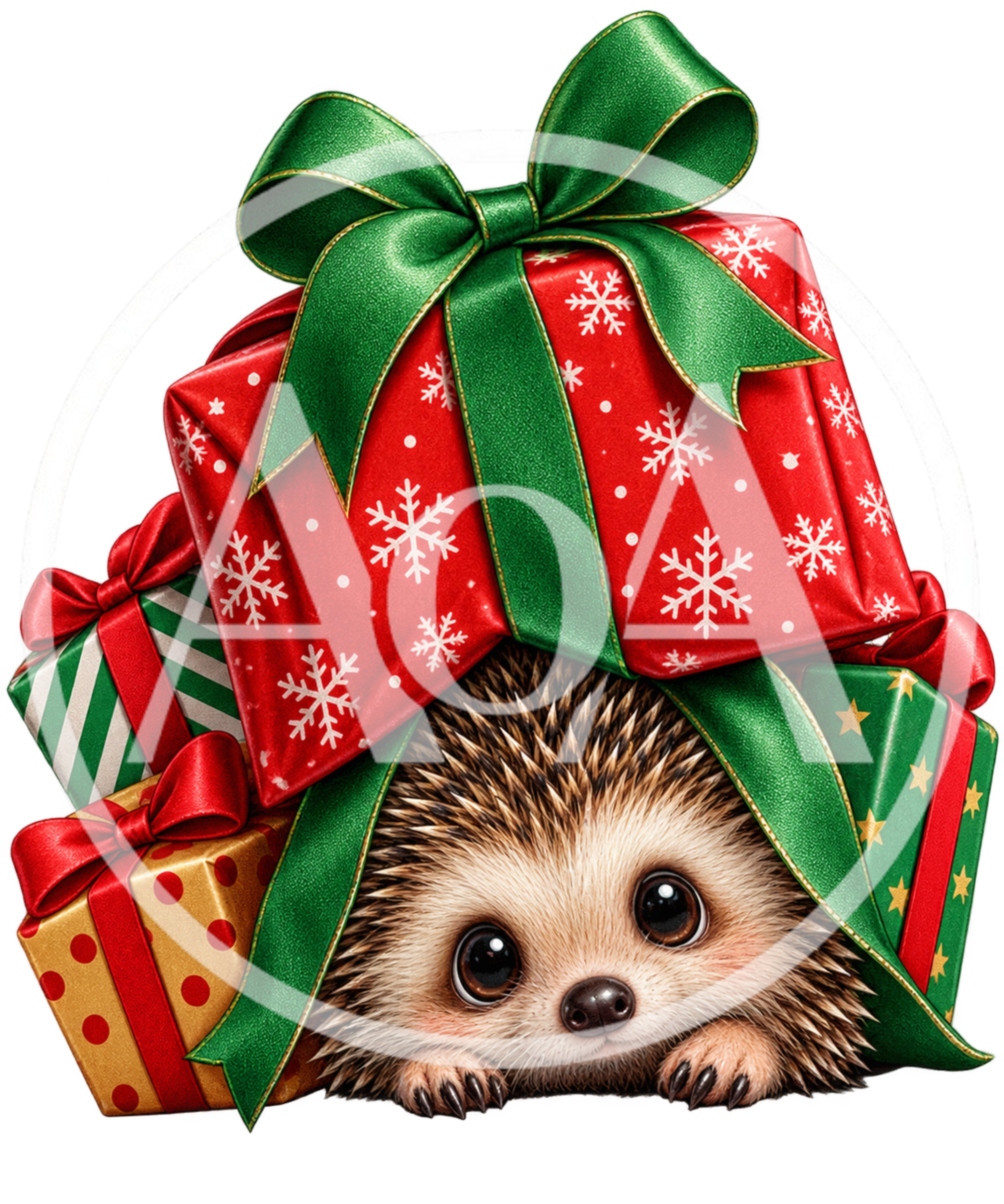 Cute Hedgehog Peeking Out From Under Christmas Presents