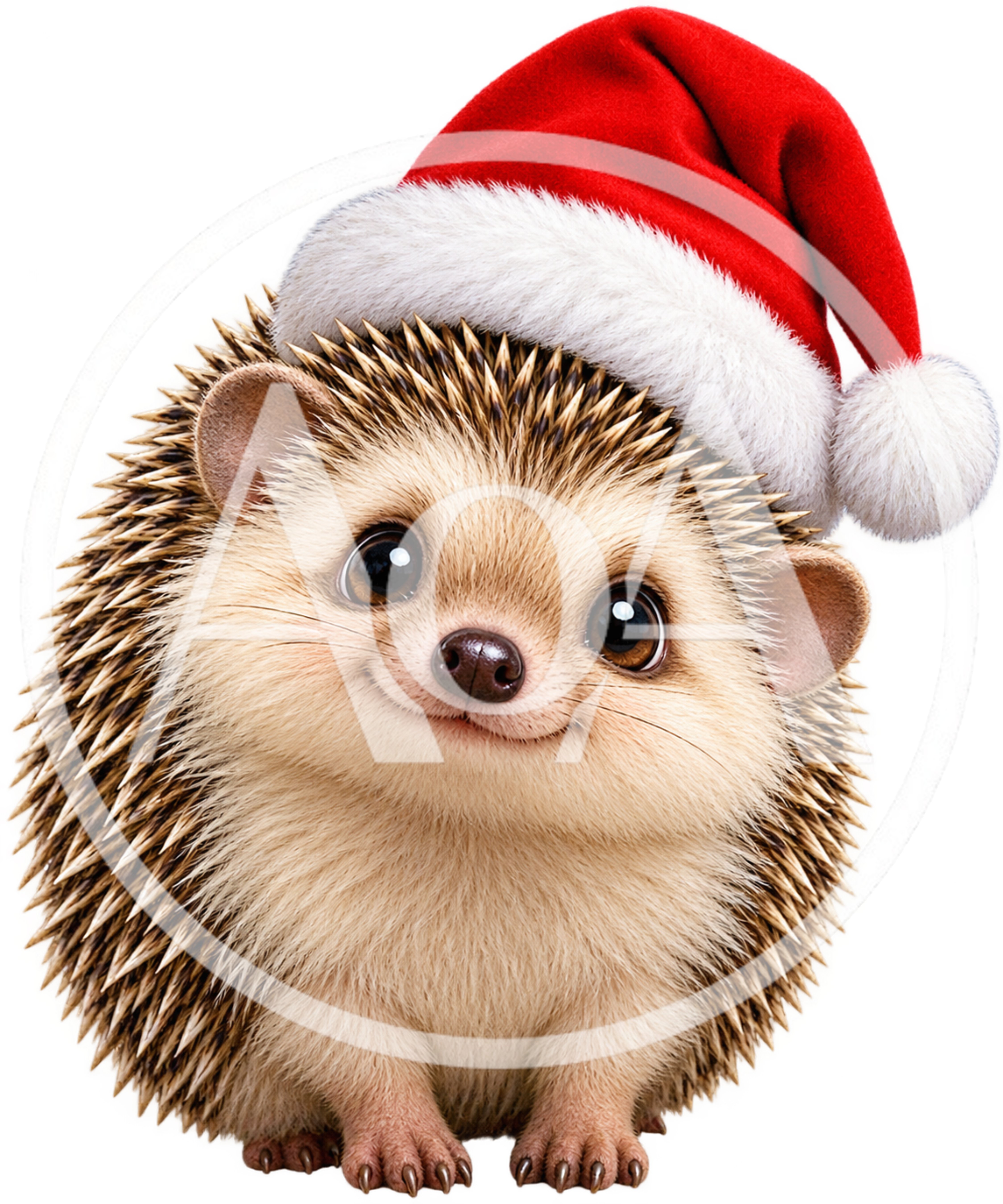 Cute Hedgehog Wearing A Red Christmas Santa Hat