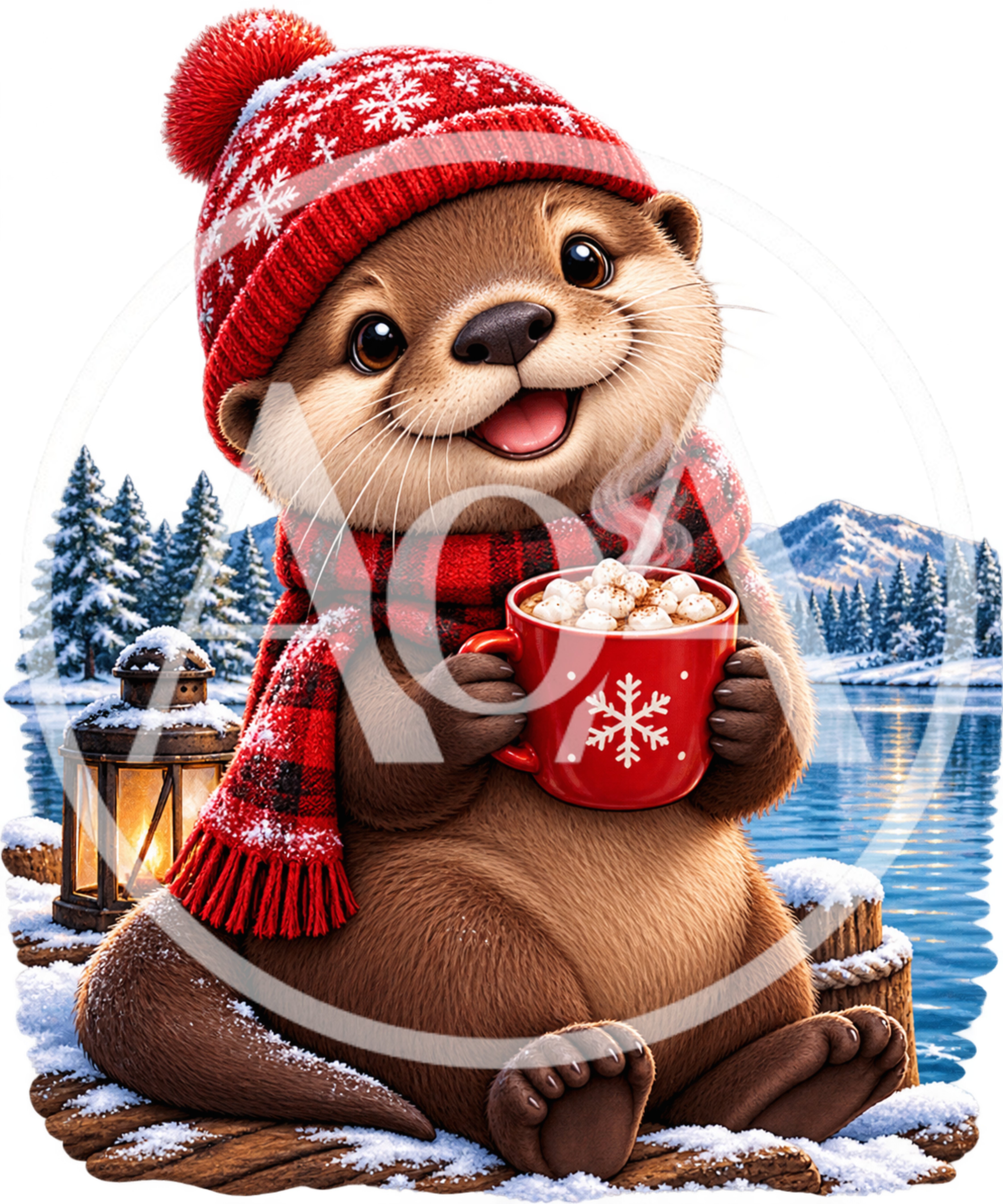 Cute Otter Holding A Mug Of Hot Cocoa