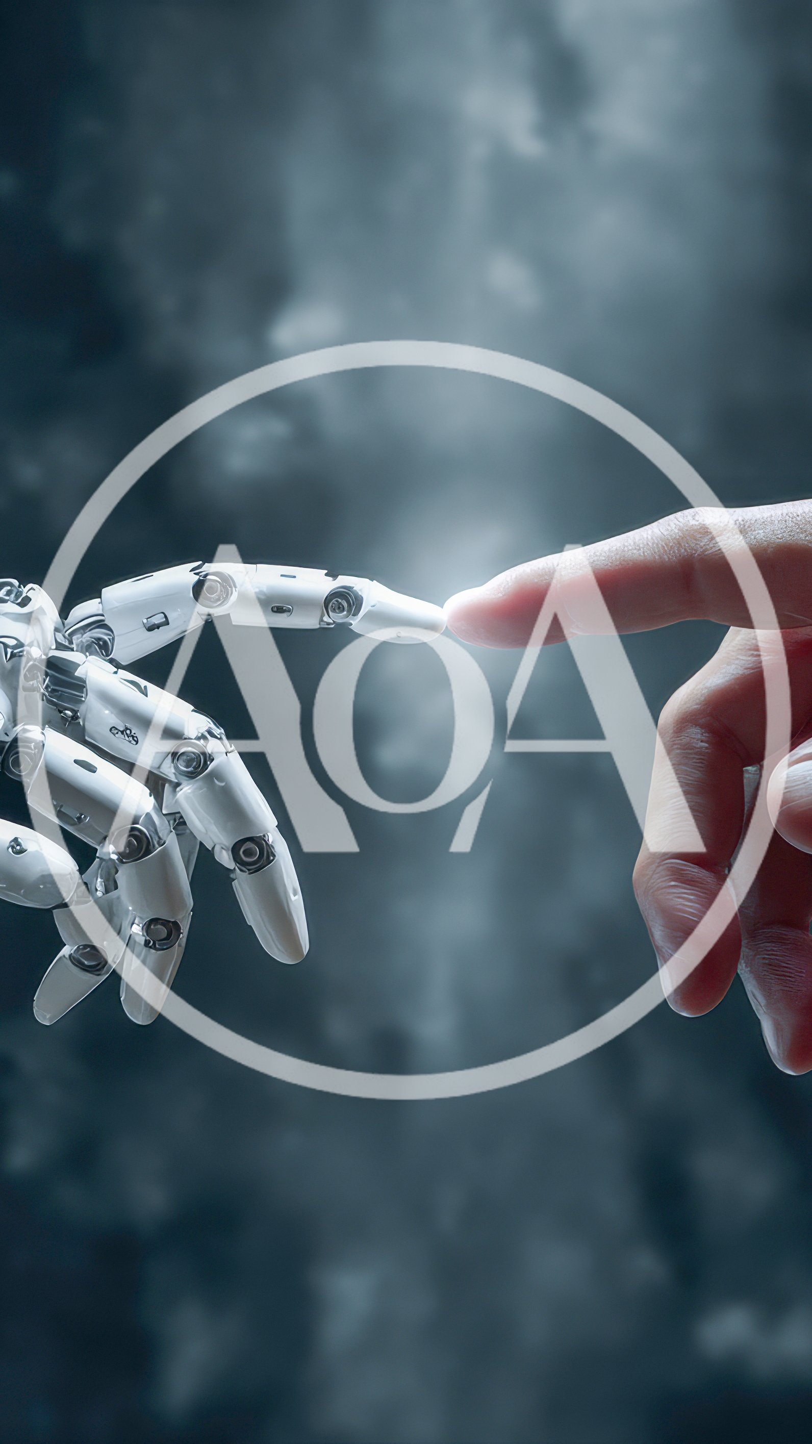 Robotic Hand Touching Human Finger In Digital Space