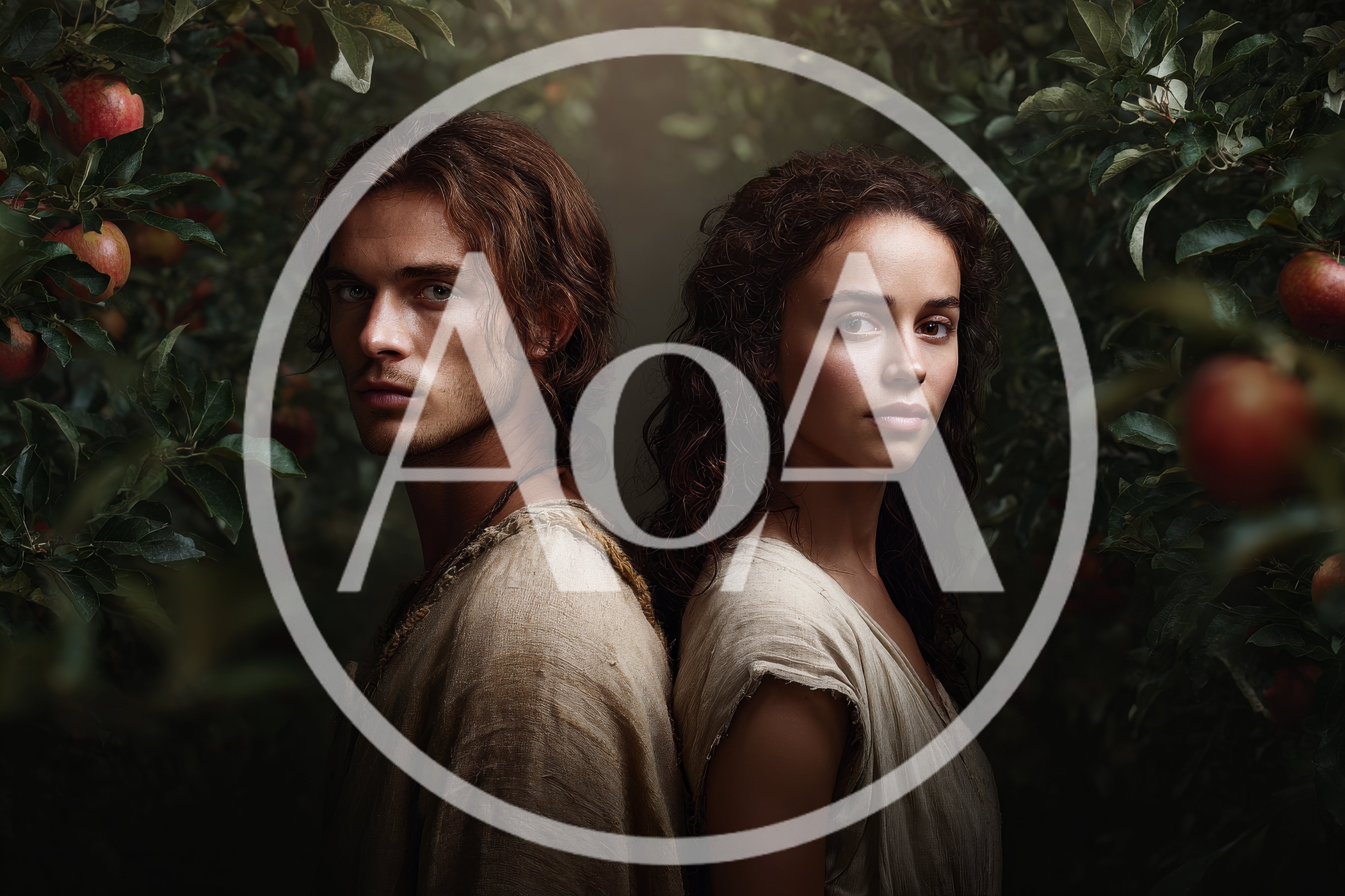 Adam and Eve Standing Back to Back in Eden