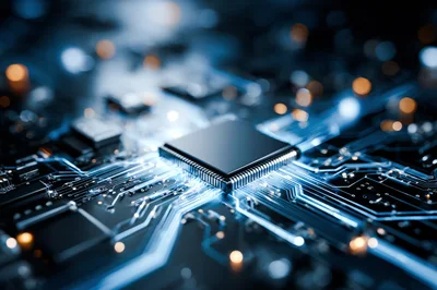 Central Processing Unit On A Futuristic Circuit Board