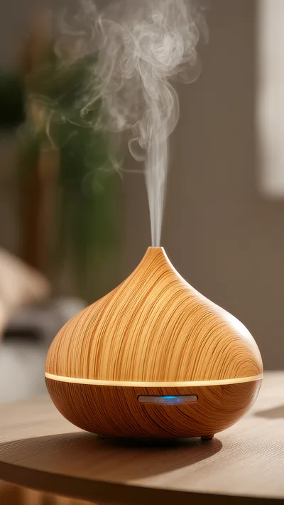 Wood Grain Essential Oil Diffuser Emitting Mist