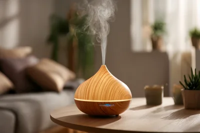Wood Grain Essential Oil Diffuser Emitting Mist