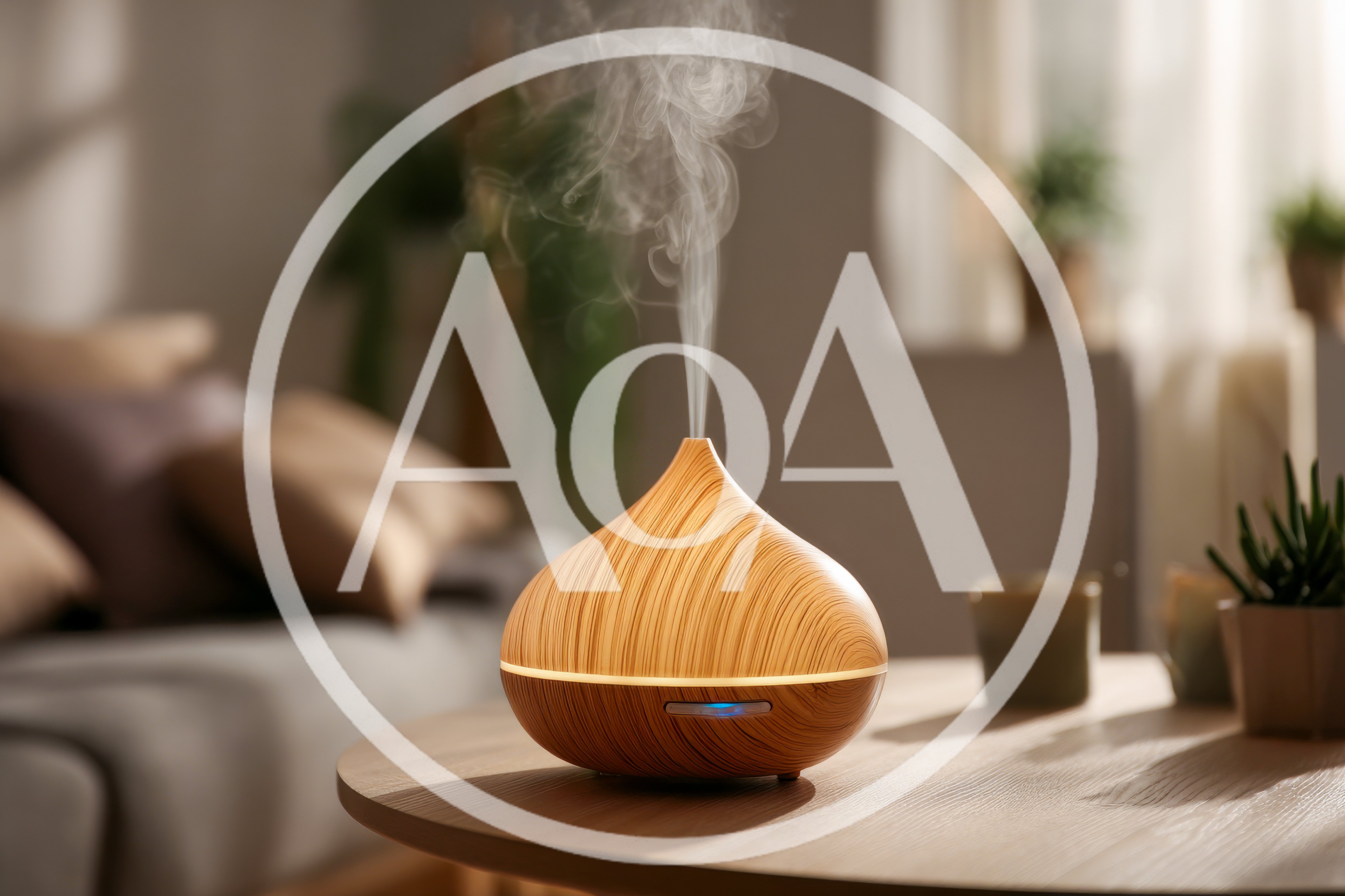 Wood Grain Essential Oil Diffuser Emitting Mist