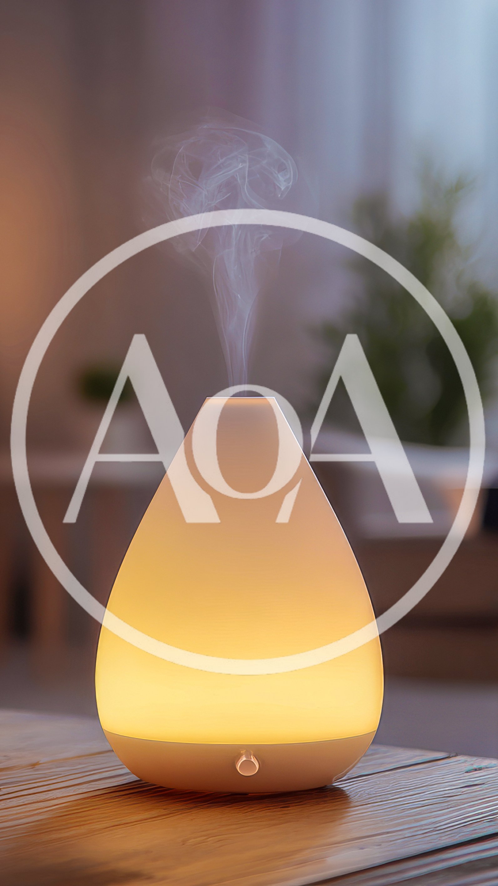 Essential Oil Diffuser Emitting Mist On Wooden Table