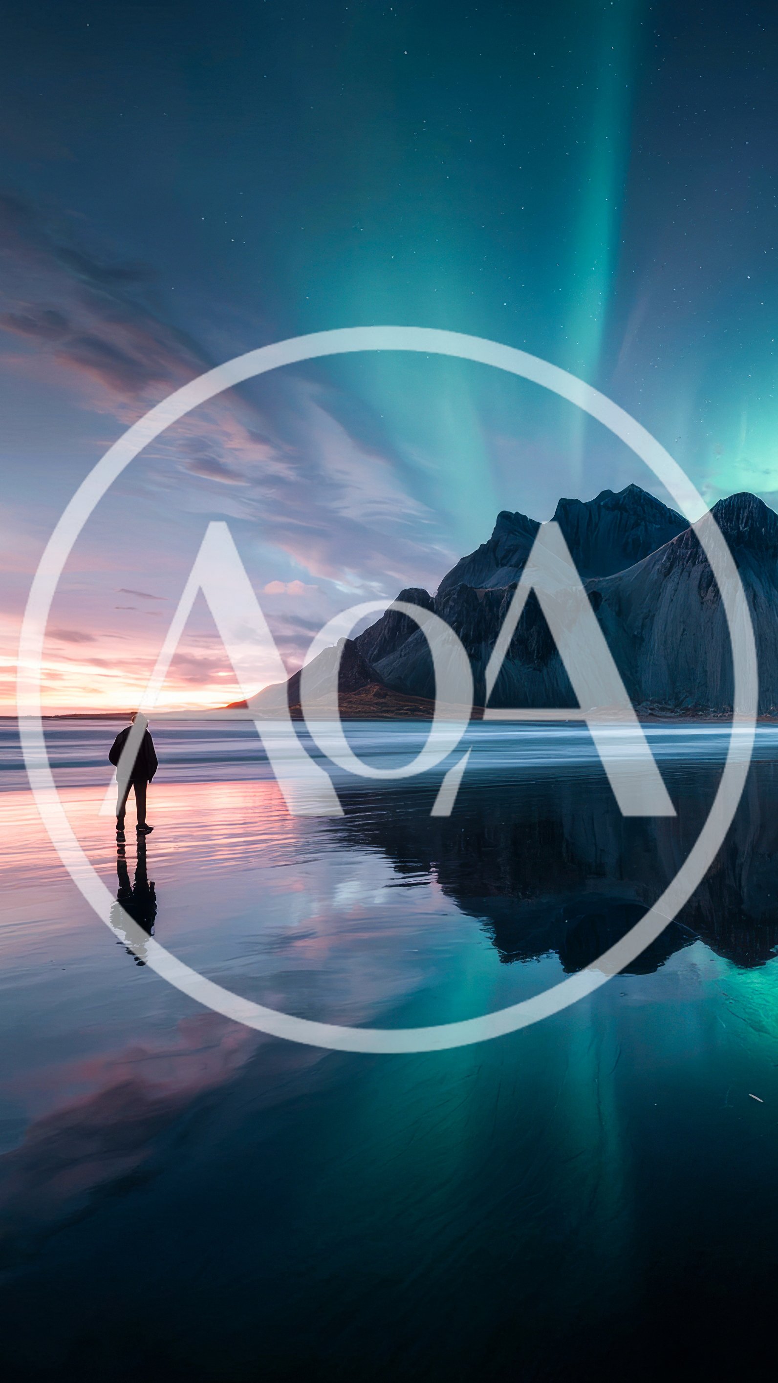 Person Standing On Beach Under Aurora Borealis