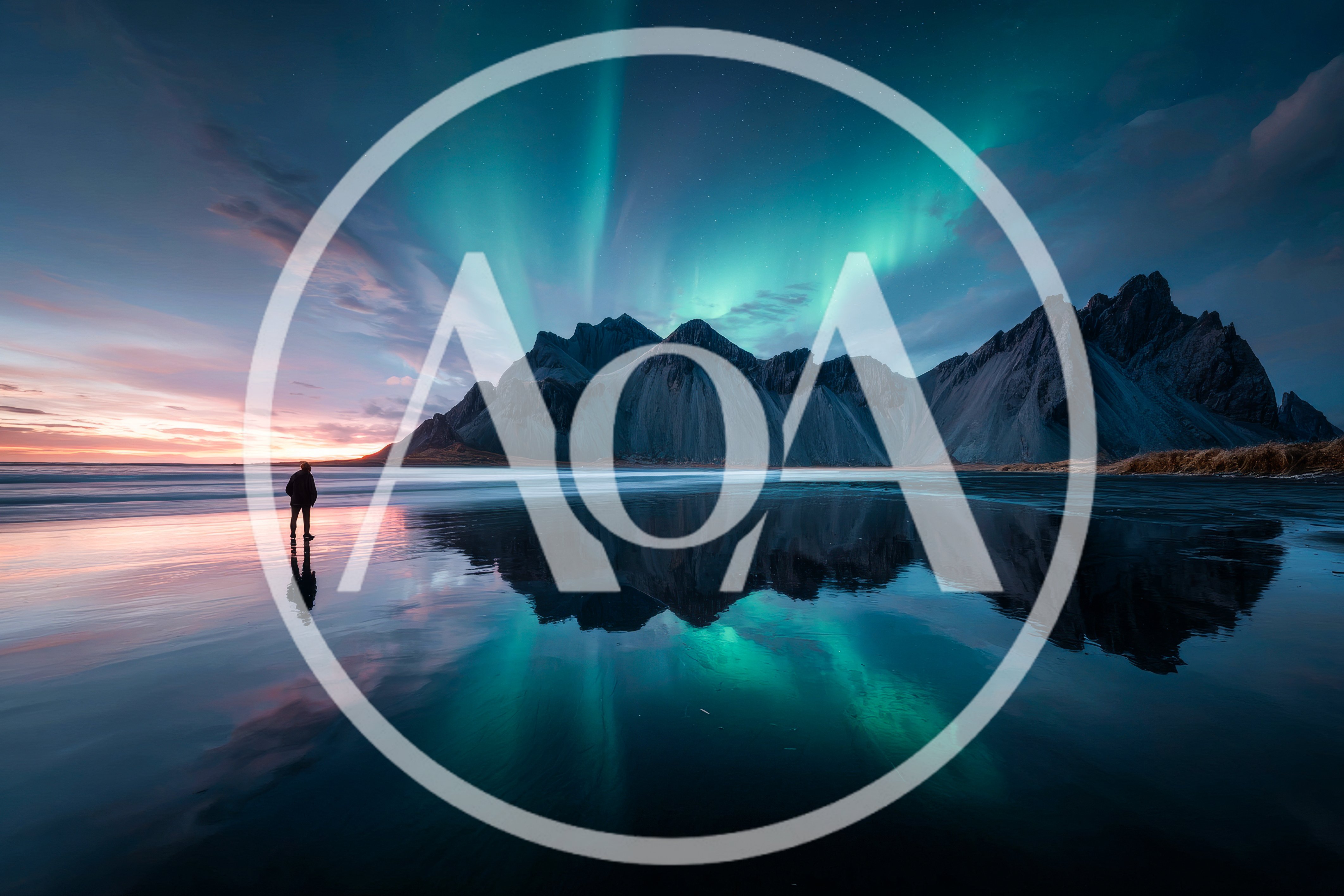Person Standing On Beach Under Aurora Borealis