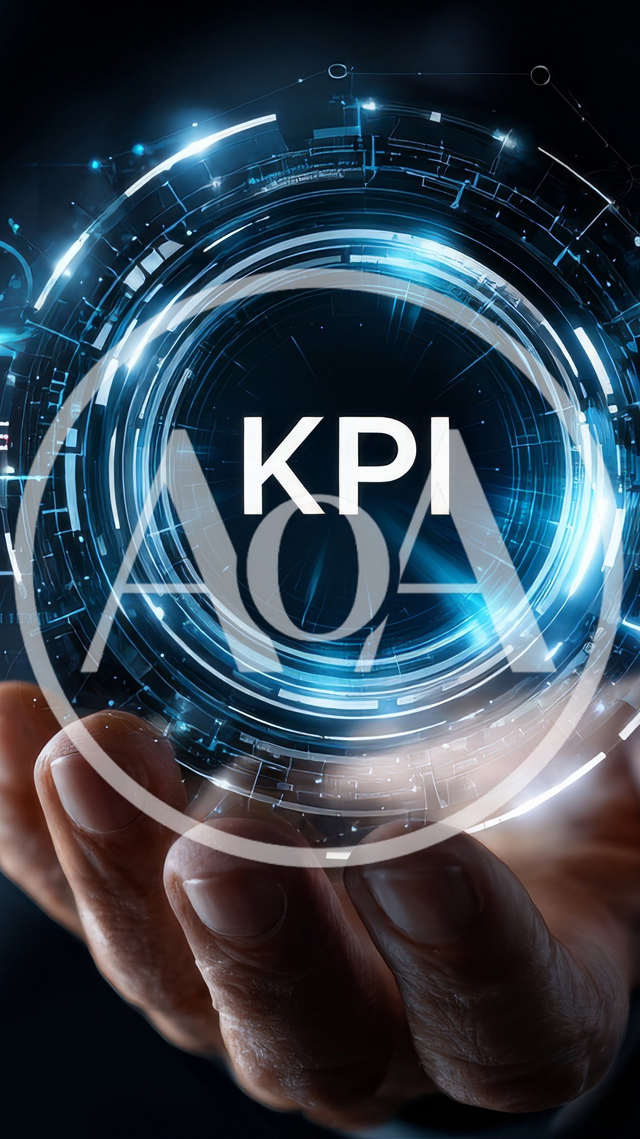 Hand Holding Glowing Digital KPI Hologram