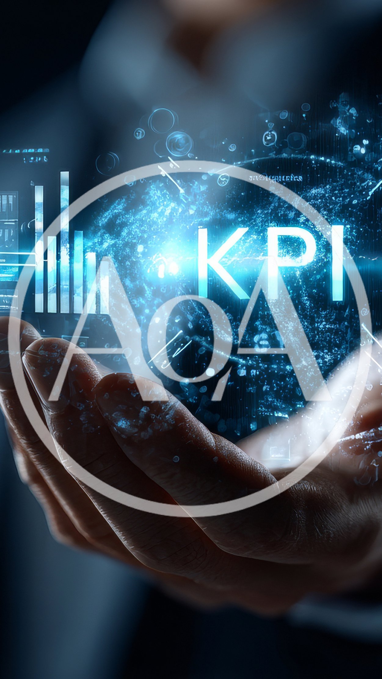 Business Professional Holding Digital KPI Data Visualization