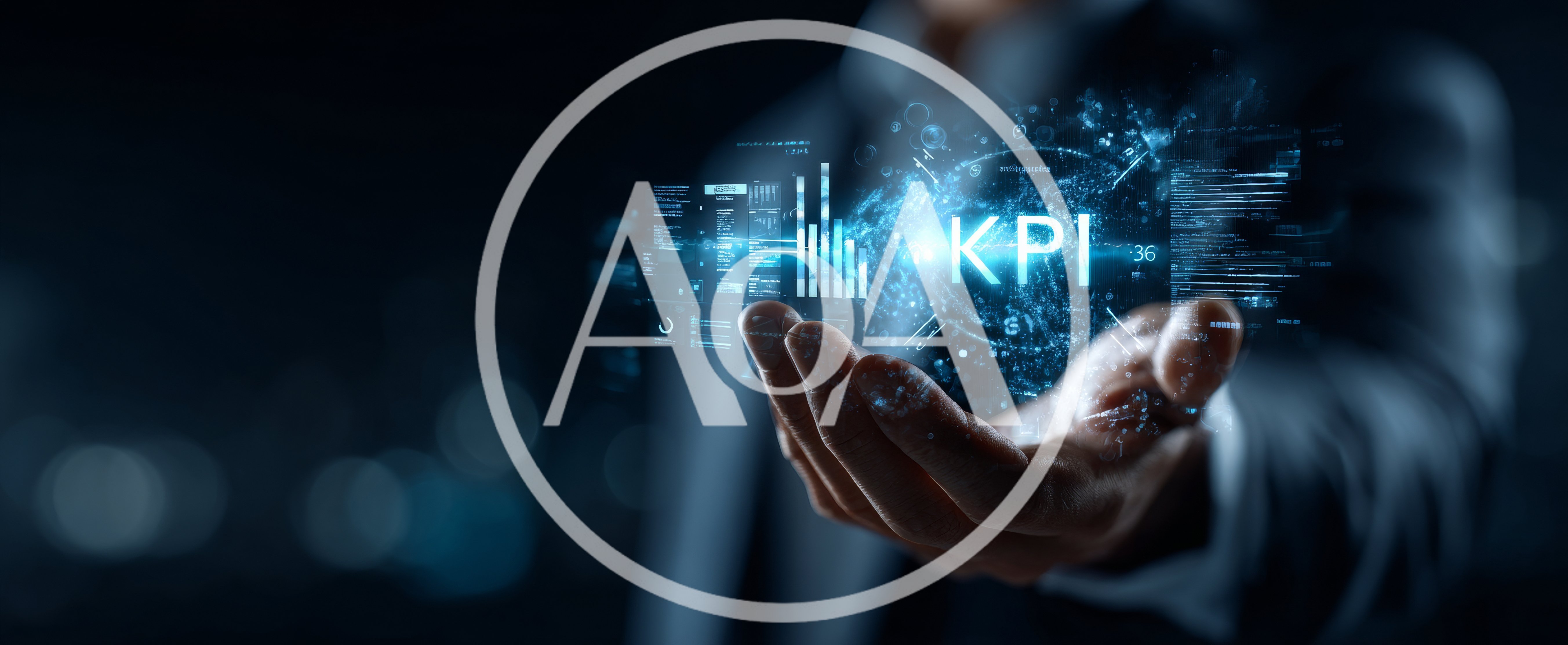 Business Professional Holding Digital KPI Data Visualization
