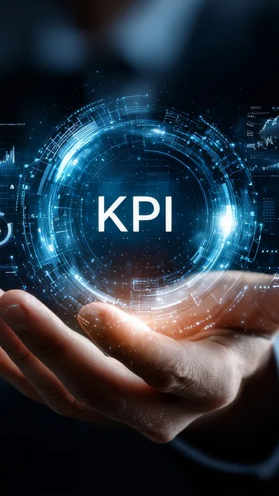 Business Professional Holding Digital KPI Hologram Interface