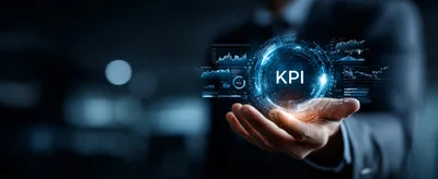Business Professional Holding Digital KPI Data Visualization