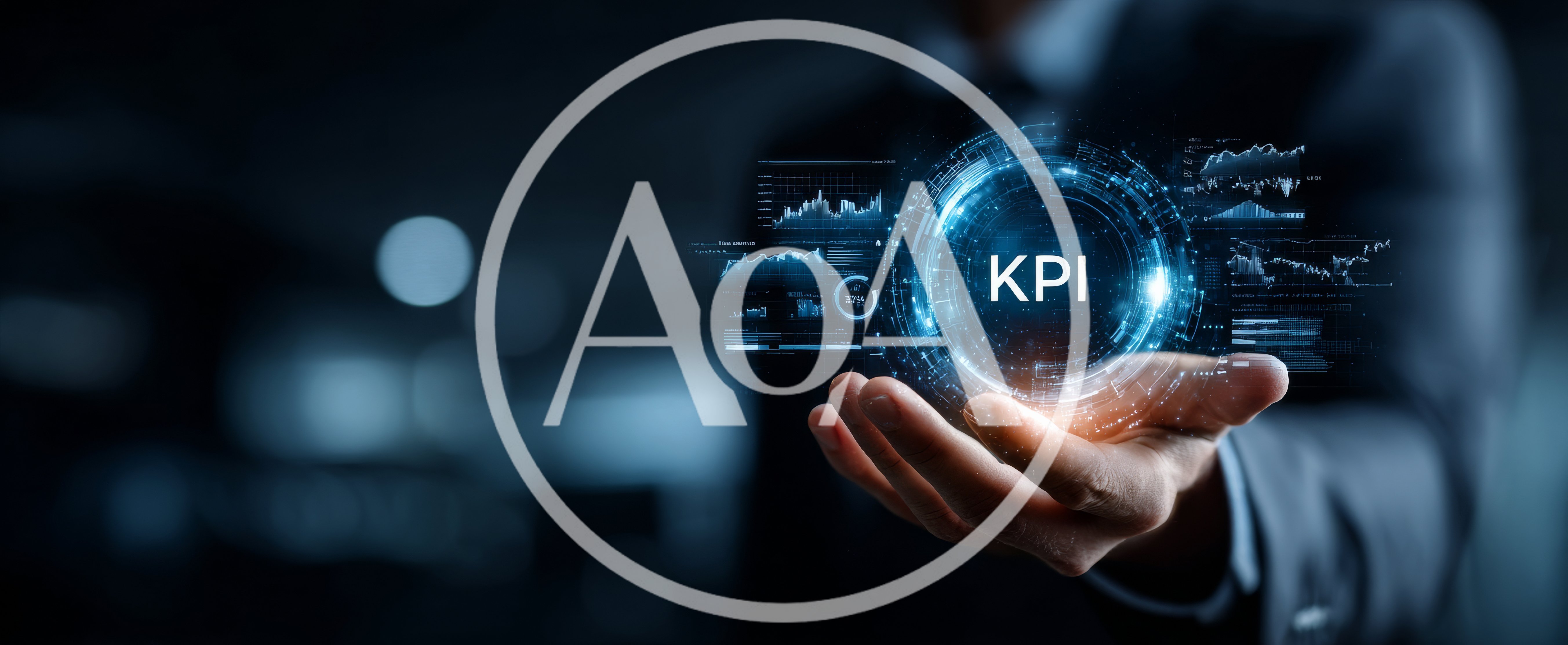 Business Professional Holding Digital KPI Data Visualization