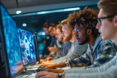 Diverse Team of Software Developers Working in Modern Office