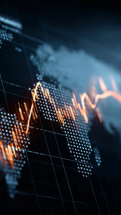 Digital Financial Data Graph Over World Map