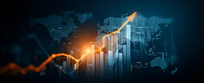 Global Financial Growth Chart With Digital World Map