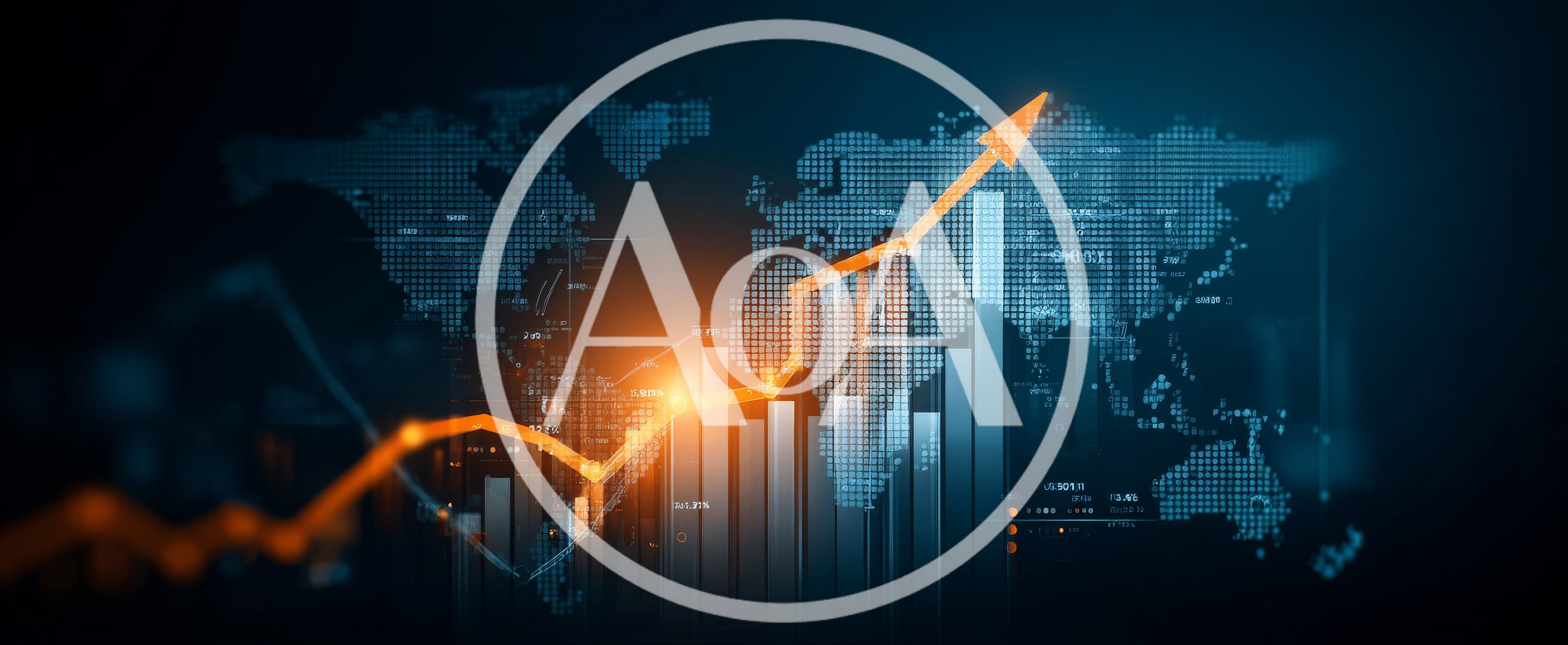 Global Financial Growth Chart With Digital World Map